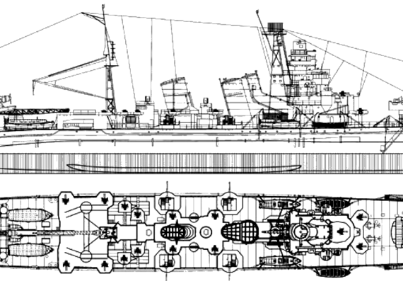 Корабль IJN Aoba [Heavy Cruiser] (1944) - чертежи, габариты, рисунки